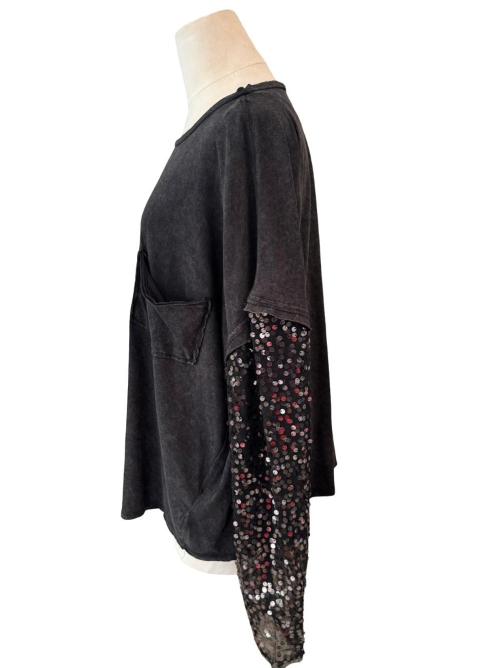 FREE PEOPLE Sequin Sleeve CELINE Tee XL - Picture 7 of 12